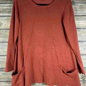 Hannah Rust Sweater Knit Long Sleeve Pullover Tunic Size Small
